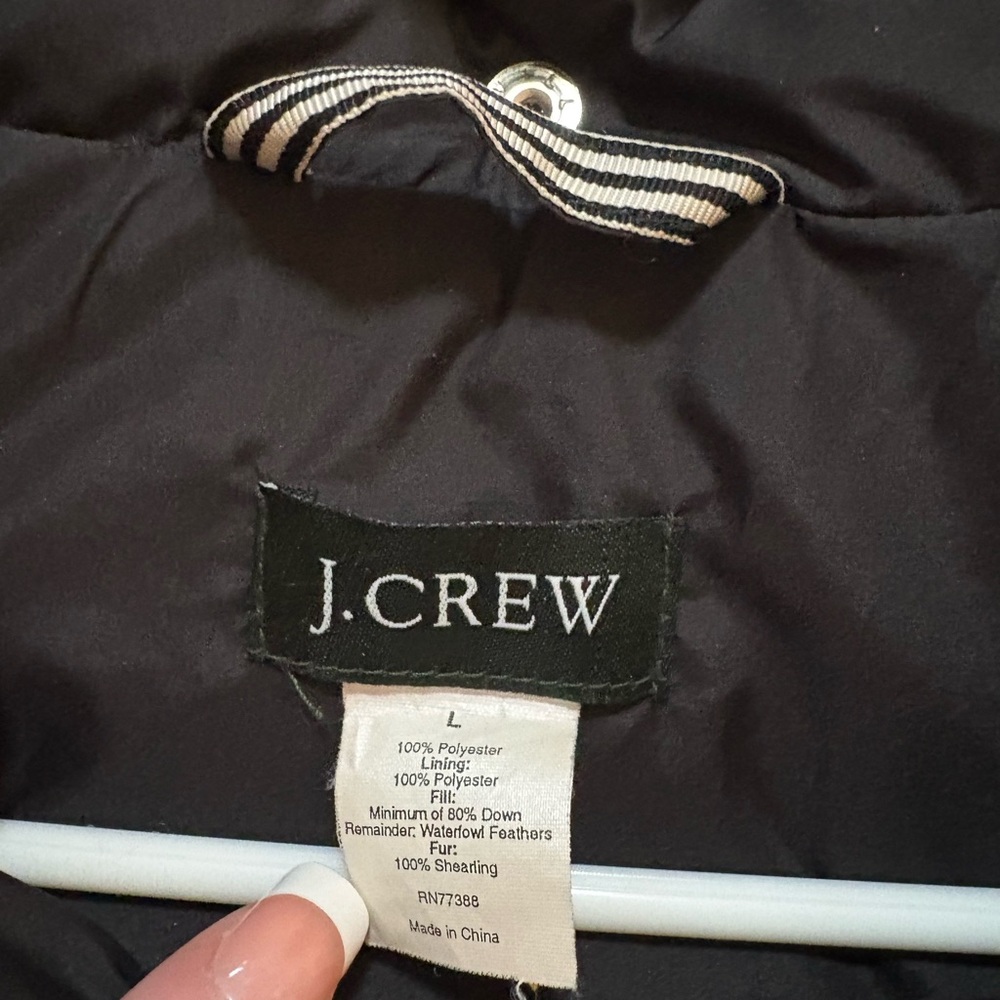 J. Crew Black Puffer Vest with Tan Faux Fur Trim - Picture 11 of 12